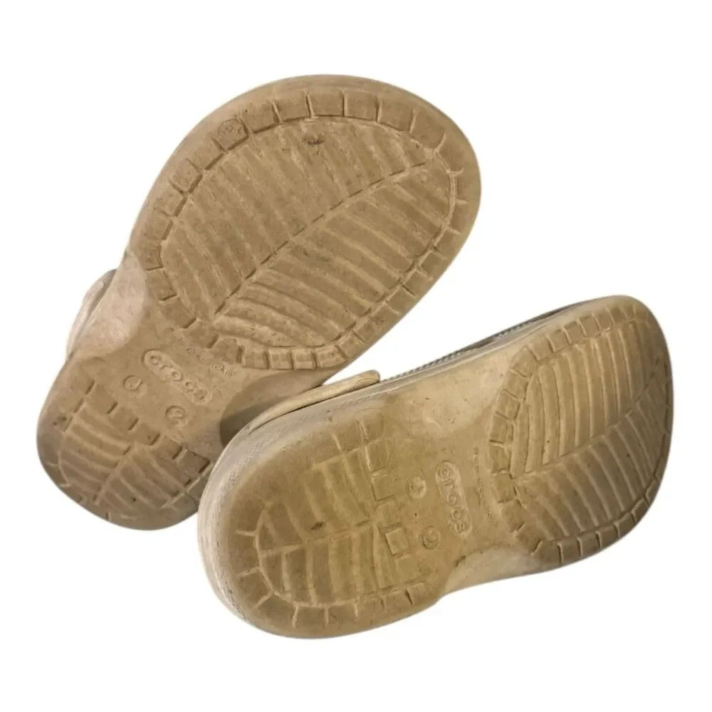 CROCS Baya Clog Slide KIDS White Sz J2 Sandals Water Shoes Waterproof Outdoors